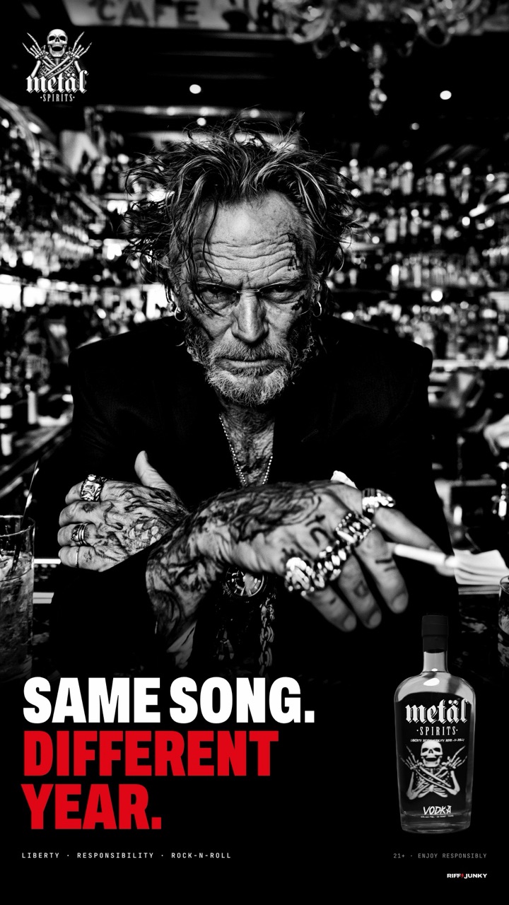 METÄL Spirits vodka story ad: Same song. Different year.