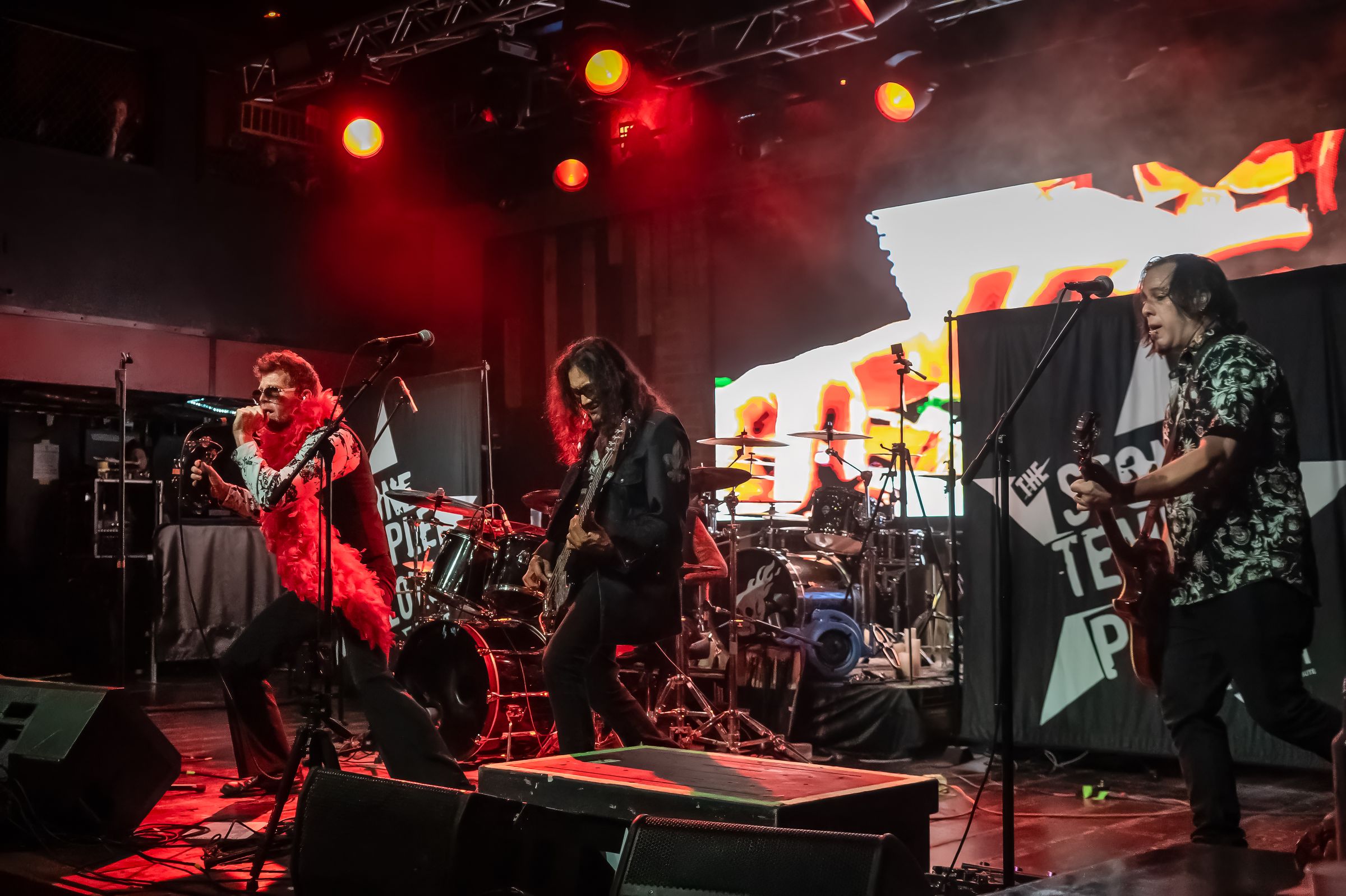 Live Viz on the screen behind the band at Revolution Live, the star banner at stage right